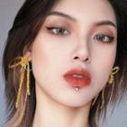 Ribbon Earring 1 Pair - 1222a# - Yellow - One Size