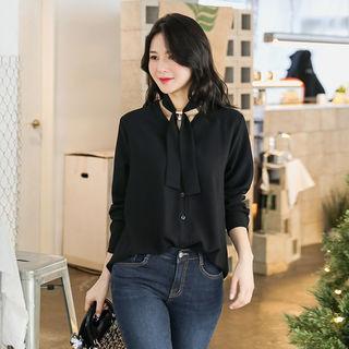 V-neck Crepe Shirt With Tie