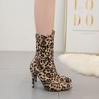 Stiletto Heel Leopard Print Short Boots