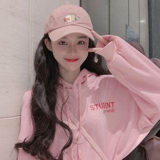 Lettering Hooded Sweatshirt Pink - One Size