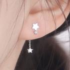 Non-matching Rhinestone Star Stud Earring 1 Pair - 925 Silver - Silver - One Size