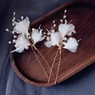 Faux Pearl Mesh Hair Stick 1 Pc - White & Gold - One Size