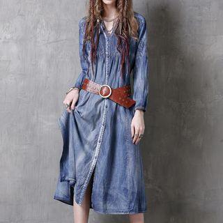 Button Down A-line Denim Dress
