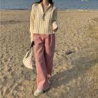 Cropped Cable-knit Sweater / Straight-cut Pants