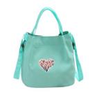Heart Embroidery Bucket Bag