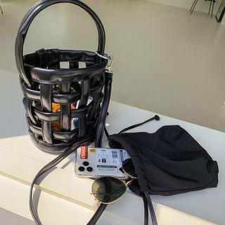 Perforated Cylinder Tote Bag With Pouch