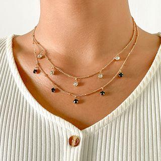 Faux Crystal Charm Necklace