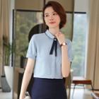 Short-sleeve Bow Shirt / Pencil Skirt / Set