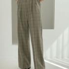 Pleated-front Plaid Pants