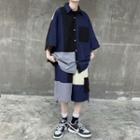 Set: 3/4-sleeve Paneled Shirt + Shorts