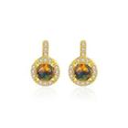 Sterling Silver Plated Gold Fashion Simple Geometric Round Color Imitation Opal Earrings With Cubic Zirconia Golden - One Size