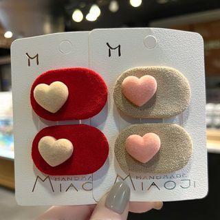 Set Of 2: Heart Fabric Hair Clip