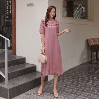 Layered Ruffle-collar Long Dress