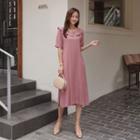 Layered Ruffle-collar Long Dress