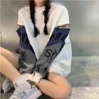 Lettering Print Zip-accent Sweatshirt