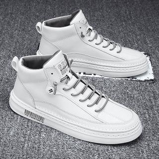 Plain High-top Lace-up Sneakers