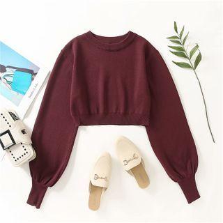 Cropped Sweater Wine Red - One Size