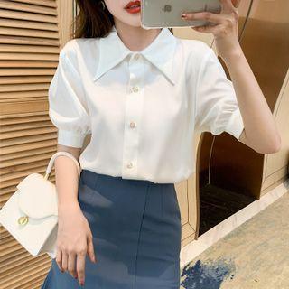 Puff Short-sleeve Plain Shirt