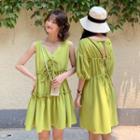 Short Sleeve A-line Dress / Sleeveless Ruffle Trim Dress