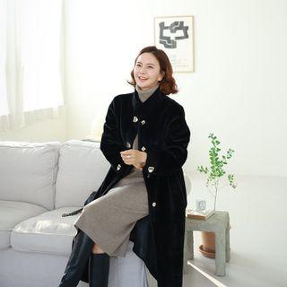 High-neck Eco-fur Coat