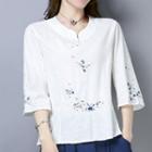 Cotton Linen Embroidered Shirt