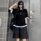 Mock Two-piece Elbow-sleeve T-shirt / Cargo Shorts