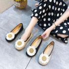 Flower Accent Square Toe Flats