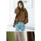Puff-sleeve Loose-fit Knit Top