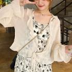 Ruffle Tie-front Chiffon Jacket White - One Size