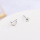 925 Sterling Silver Moon & Star Earring Es846 - 1 Pair - White Gold - One Size