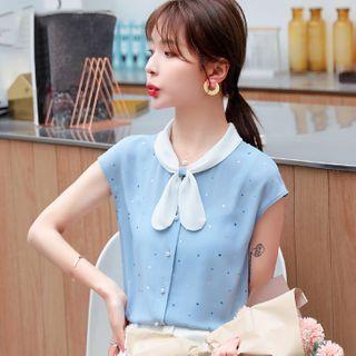 Bow Neck Sleeveless Shirt