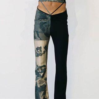 Print Paneled Straight Leg Pants