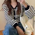 Striped Cropped Cardigan Black & White - One Size