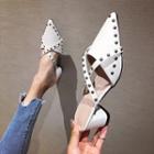 Studded Pointed Block Heel Mules