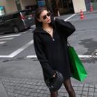 Turtleneck Plain Zip Oversize Sweater