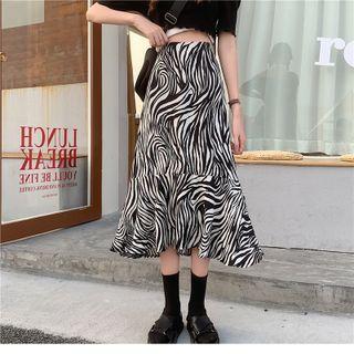 Zebra Printed Midi Skirt
