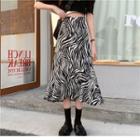 Zebra Printed Midi Skirt