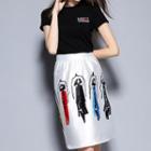 Set: Embroidered Short Sleeve T-shirt + Print A-line Skirt