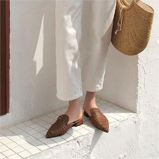 Flat Woven Rattan Mules