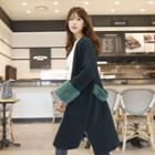 Raglan-sleeve Wool Blend Long Furry-knit Cardigan
