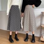 High-waist  Floral Printed A-line Midi Skirt