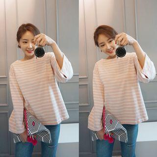 Stripe Wide-sleeve T-shirt