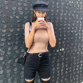 Mock-neck Short-sleeve Fleece Top