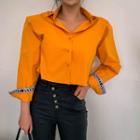 Letter-trim Cropped Shirt