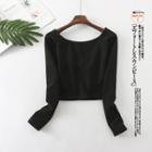 Cropped Long-sleeve Dance Top Black - One Size