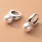 Faux Pearl Sterling Silver Earring 1 Pair - S925 Silver - Silver & White - One Size