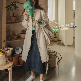High-neck Drawcord Safari Coat