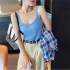 U-neck Knit Tank Top In 5 Colors