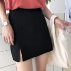 Plain Side Slit A-line Skirt