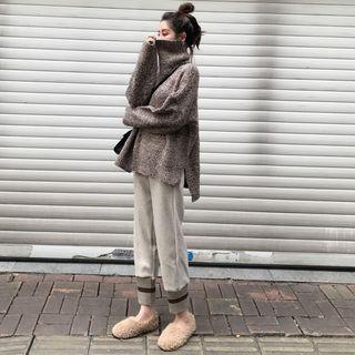 Turtleneck Loose-fit Sweater / Woolen Harem Pants